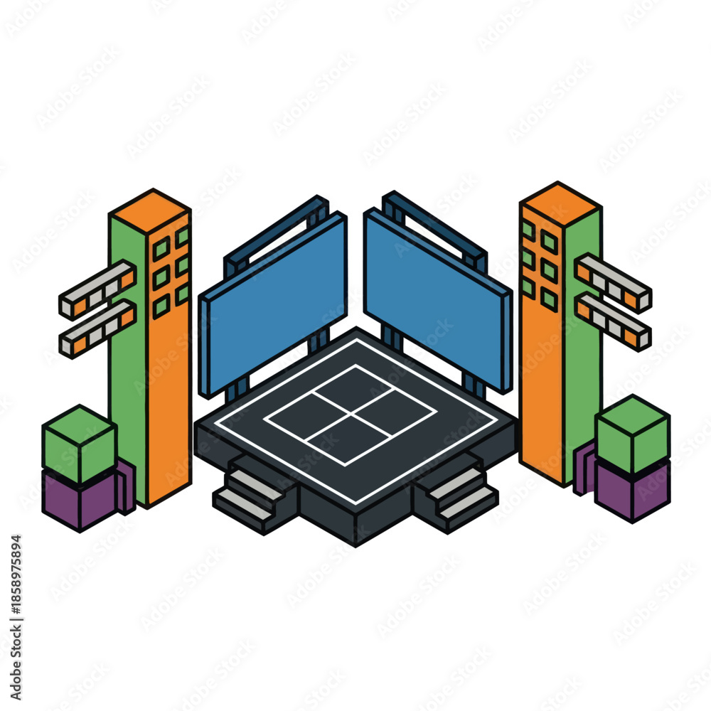 Naklejka premium Central Processing Unit Computer Hardware Components.