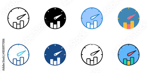 Key Performance Indicators icons set multiple style collection. Editable stroke 
