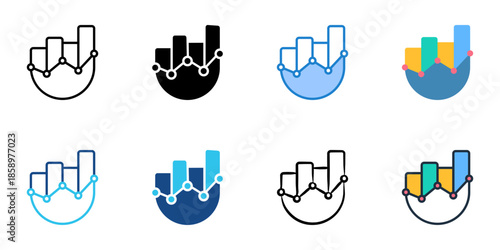 Metrics icons set multiple style collection. Editable stroke 
