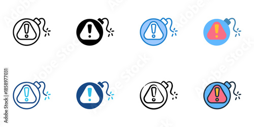 Risk icons set multiple style collection. Editable stroke 
