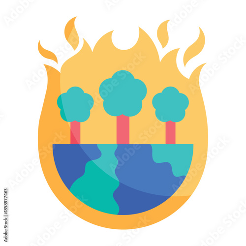 Wildfire Trees Climate Change Illustration


