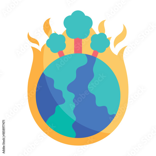 Wildfire Trees Climate Change Illustration


