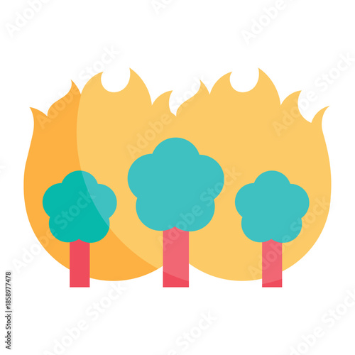 Wildfire Trees Climate Change Illustration


