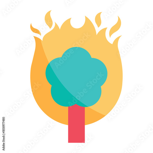 Wildfire Trees Climate Change Illustration


