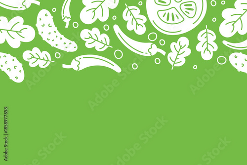 Seamless background with vegetable icons. Doodle silhouettes of harvest elements.