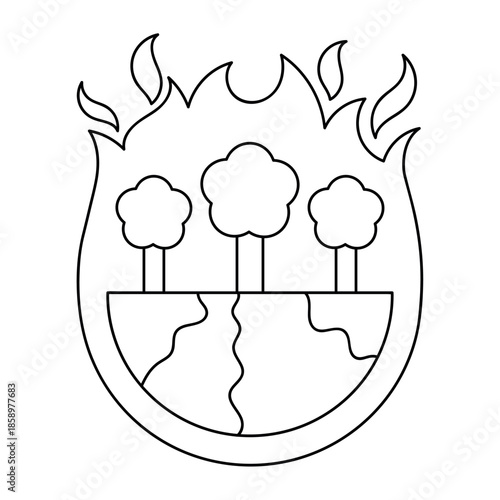 Wildfire Trees Climate Change Illustration


