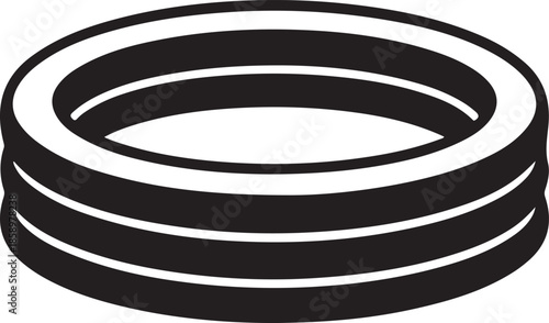 Black and White Ring Illustration - Simple Circular Design Element for Graphics and Logos