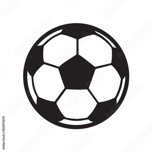 Simple vector illustration of a soccer ball, designed with clean lines and balanced shapes, presenting a classic sports icon in a minimalist style that feels modern and timeless.