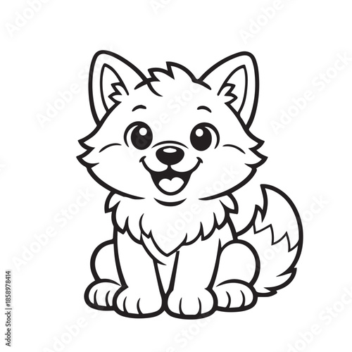 Cute vector cartoon illustration of a happy dog, drawn with rounded shapes, soft lines, and a playful smile, creating a friendly character that feels cheerful, warm, and fun.