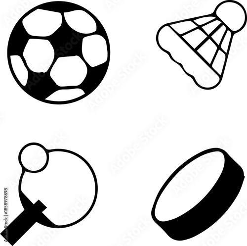 Sports Essentials: A graphic illustration showcasing a collection of iconic sports equipment, representing the essence of various athletic activities. 