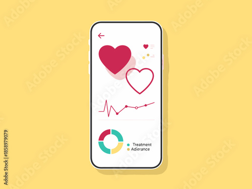 Digital Health Monitoring Mobile Application Interface with Heartbeat and Data Visualizations