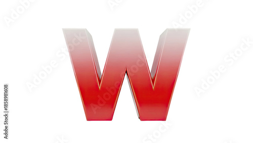 3D Red Letter W with Gradient