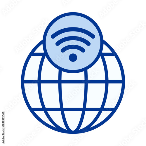 Globe WiFi Flat Colored Icon for Global Wireless Access and Online Connectivity