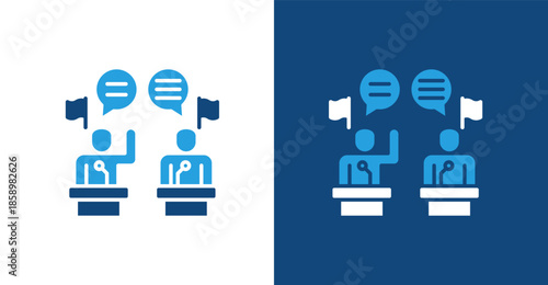 Debate Glyph Duotone, with light and dark background