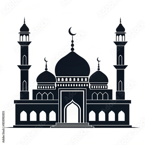 A simple vector illustration of the Taj Mahal silhouette with white domes and minarets, showing a famous Indian landmark and symbol of culture and tourism