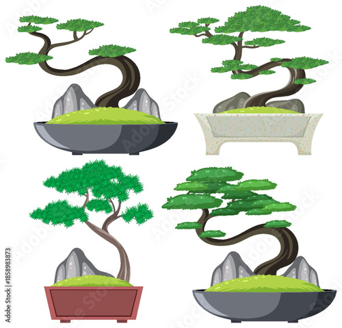 set of bonsai tree