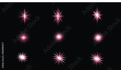 Vector art of purple starburst effects on for design and decoration