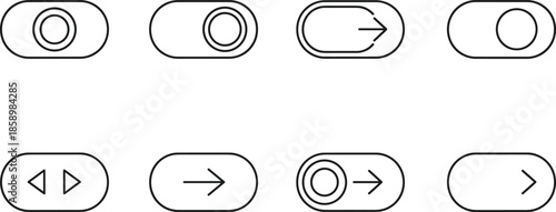 User Interface Toggle Switch and Slider Button Icon Set for Mobile App Design, CAD Drawing Flat Vector Illustration, Web Elements