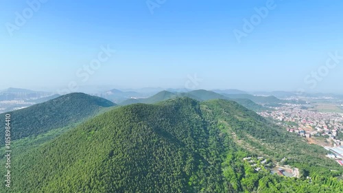 Xuzhou Lali Mountain Scenic Area Rolling Hills And Forests 4K Aerial