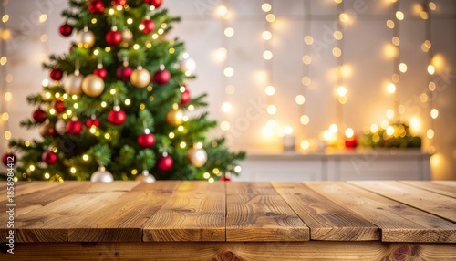 Christmas Background Mockup with Table for Product Display