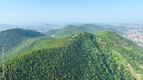 Xuzhou Lali Mountain Scenic Area Rolling Hills And Forests 4K Aerial
