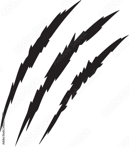Black Claw Marks Illustration on White Background - Dramatic Scratch Effect for Design Projects