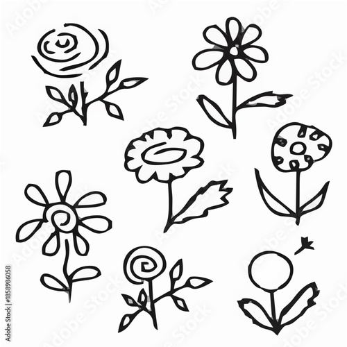Floral Sketch Icon Set Vecto.eps