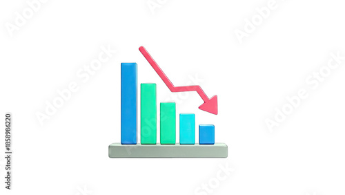 Free Download 3D Bar Chart Showing Decline with Red Arrow - GFXLoad
