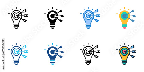Marketing strategy icons set multiple style collection. Editable stroke 
