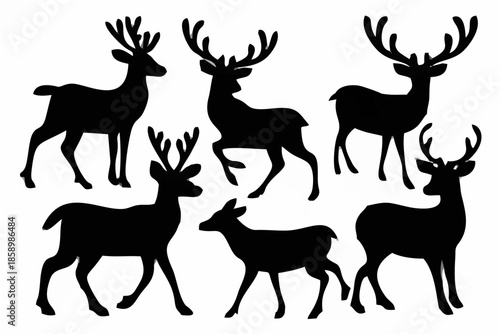Reindeer animal silhouettes s...