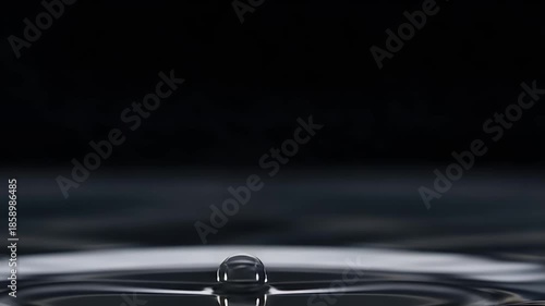 water drop macro splash on rippled surface with reflection