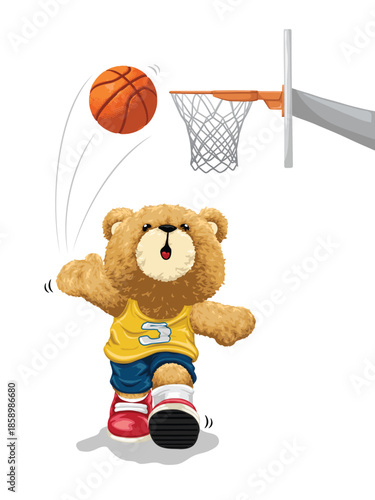 Bear shooting basketball vector illustration
