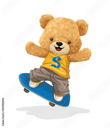 Bear jumping on skateboard vector illustration
