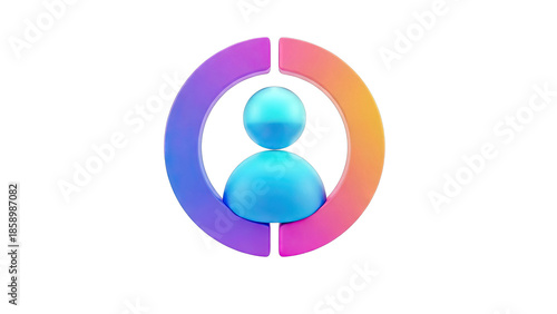 3D Icon of a Person within a Circular Segment