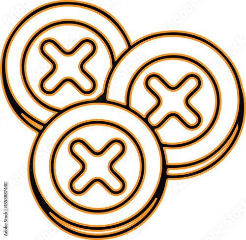 Three coins with cross mark