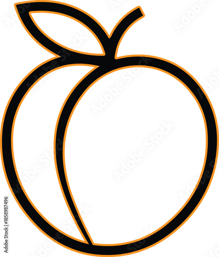 Simple peach icon with orange outline