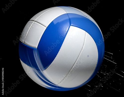 Close-up of a volleyball in action, captured against a black backdrop