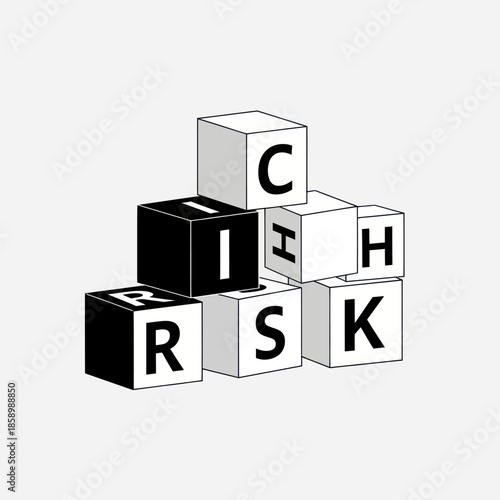 Cubes with Letters Forming the Word Risk.