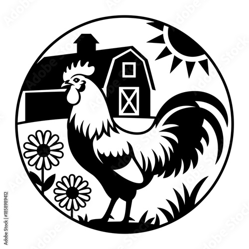 Farmhouse Rooster Emblem