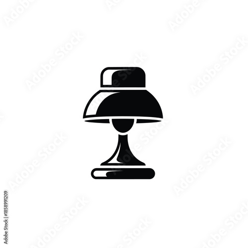 Black desk lamp with a conical shade and a rectangular base