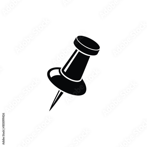 Black Push Pin with Round Head and Pointed Tip stationery