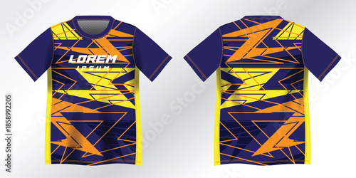 abstract blue yellow background pattern for sport jersey design mockup