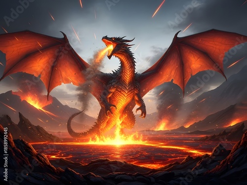 dragon in fire