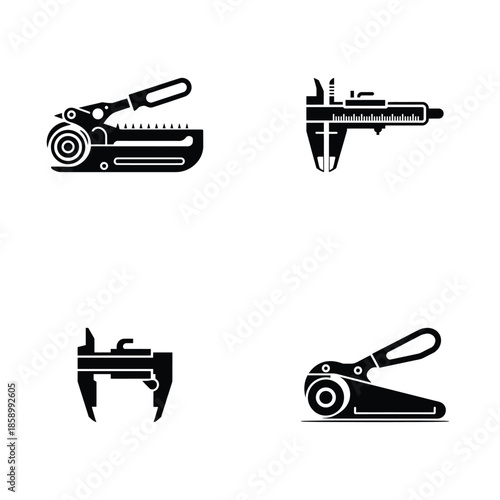 Four Black Hand Tools pliers clamp