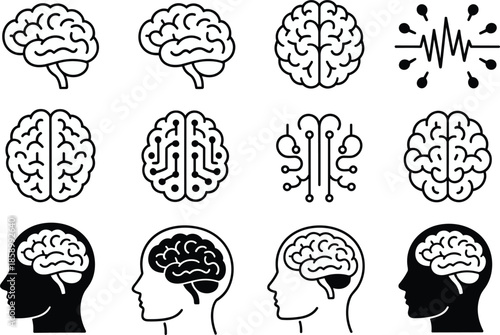 Set of human brain vector illustration