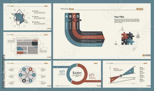 Six Analyzing Charts Slide Templates Set