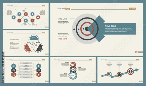 Six Workflow Charts Slide Templates Set