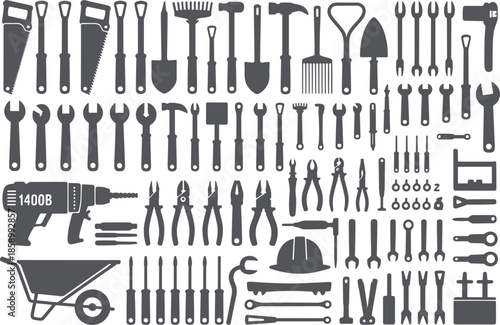 Set of icons related to carpentry tools various carpenter icon mechanic icons