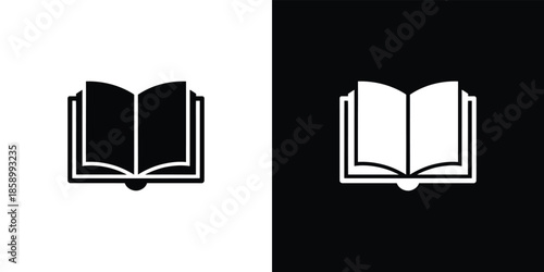 Open Book in Black and White on Contrasting Backgrounds