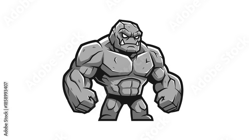 Mighty Stone Golem Character Illustration.
